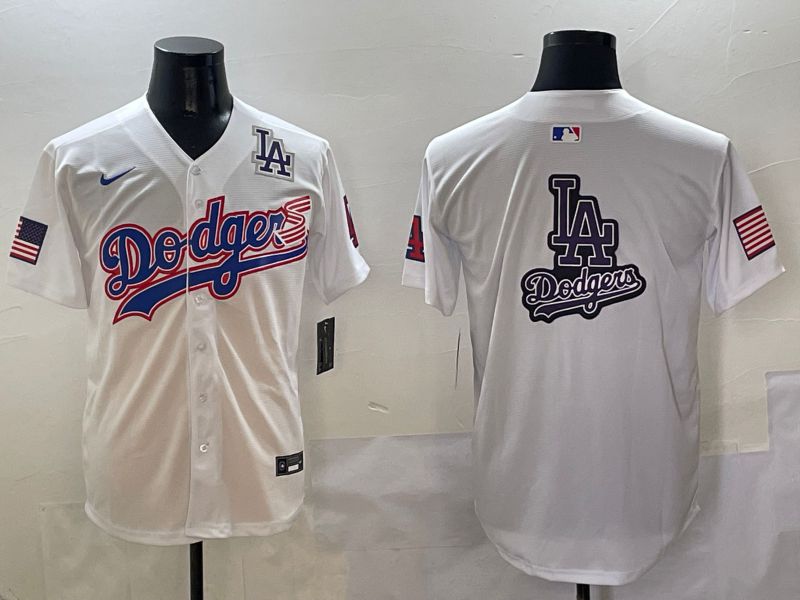 Men Los Angeles Dodgers Blank White national flag second generation joint name Nike 2025 MLB Jersey style 23->los angeles dodgers->MLB Jersey